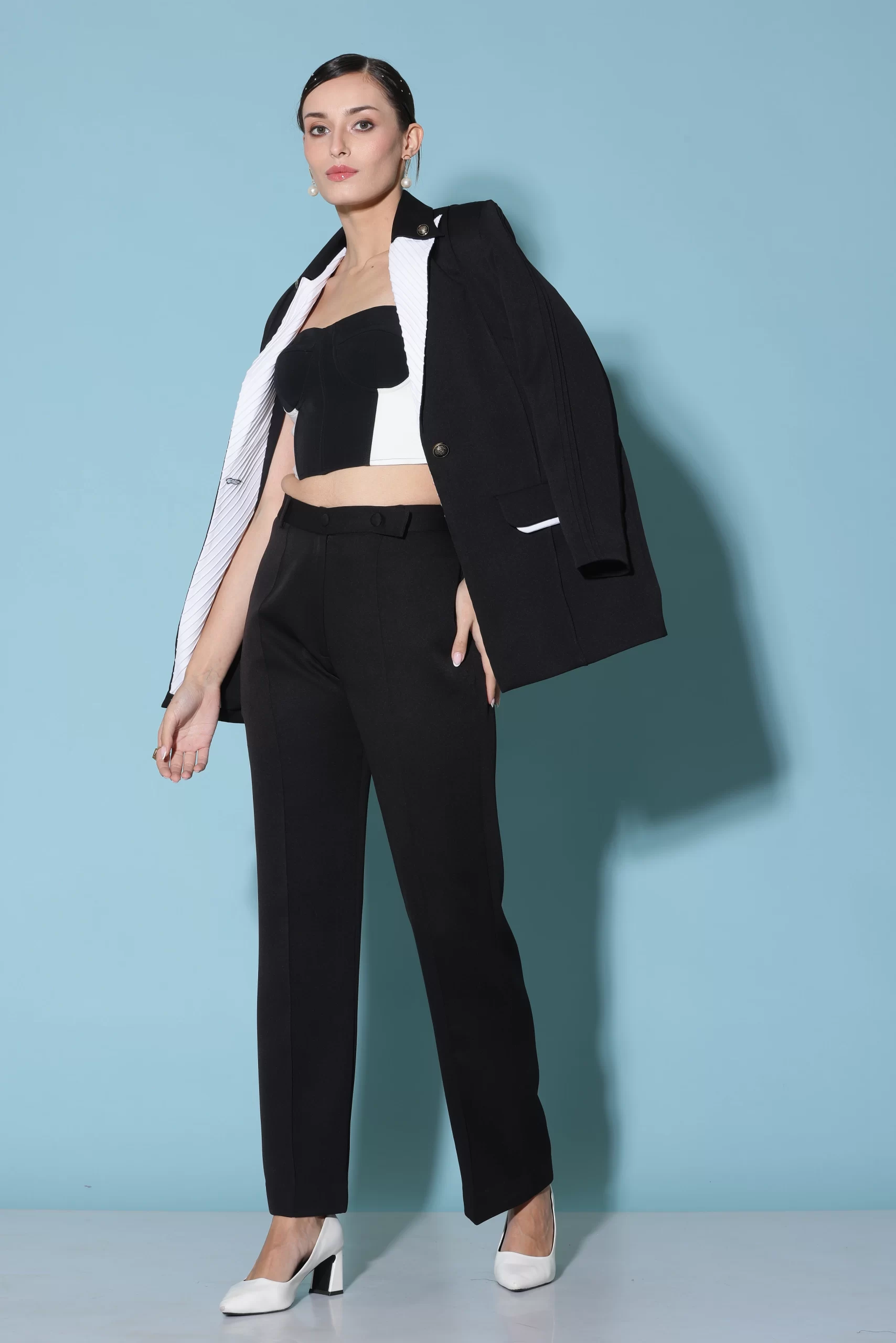 Classic Contrast Blazer Set